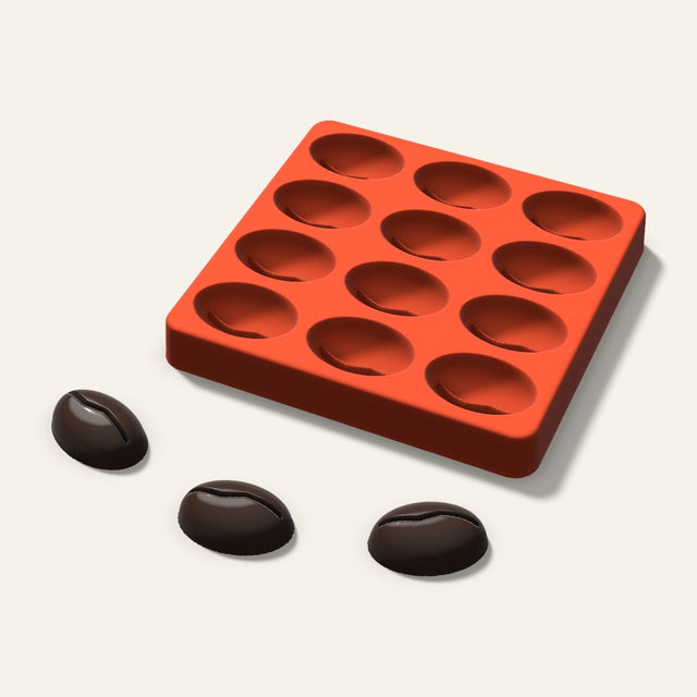 Coffee Bean Chocolate Mold, 1.5 Inch, 12 Cavity, 3D render