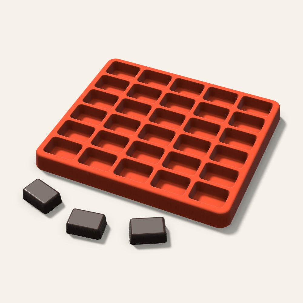 Rounded Rectangle Candy Mold, 1 Inch, 30 Cavity, 3D render