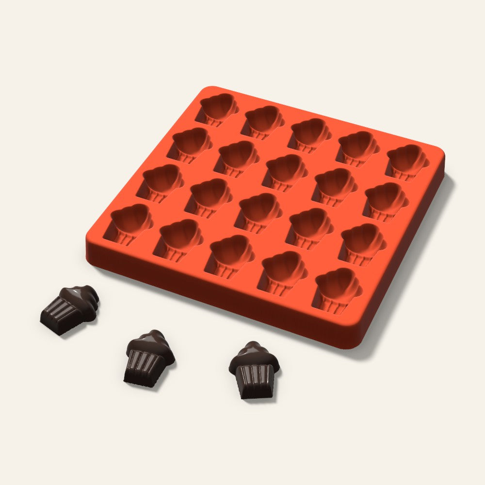 Cupcake Candy Mold, 1.25 Inch, 20 Cavity, 3D render
