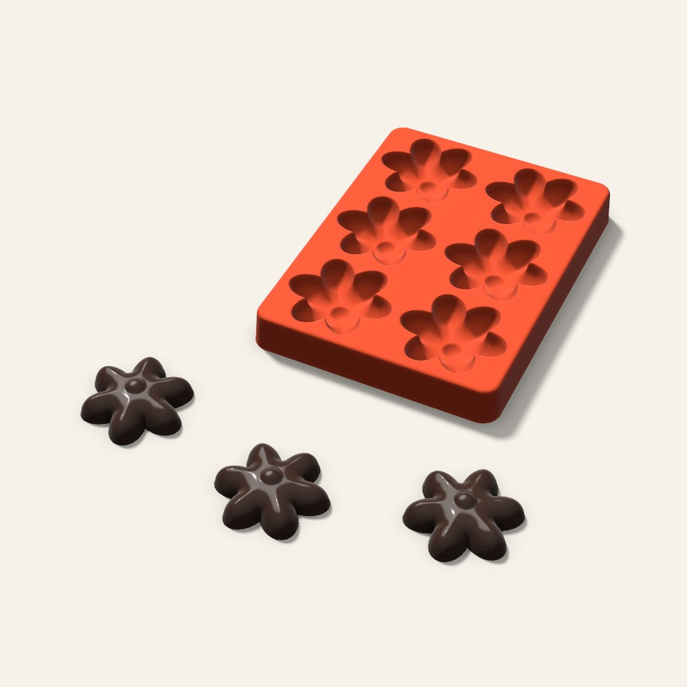 Blossom Chocolate Mold, 2 Inch, 6 Cavity, 3D render