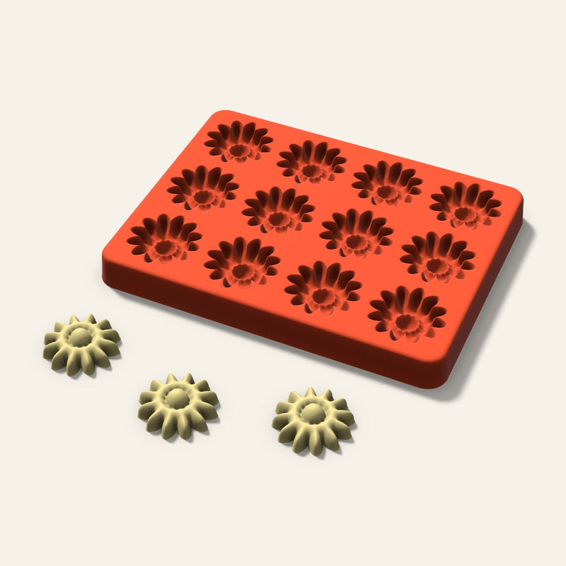 Daisy Butter Pat Mold, 1.25 Inch, 12 Cavity