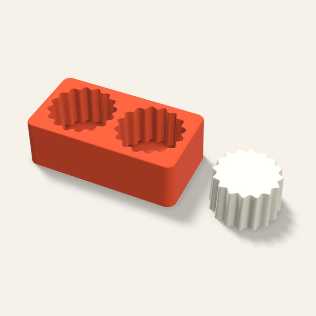Ribbed Pillar Votive Candle Mold, 2.5 x 1.5 Inch, 2 Cavity, 3D render