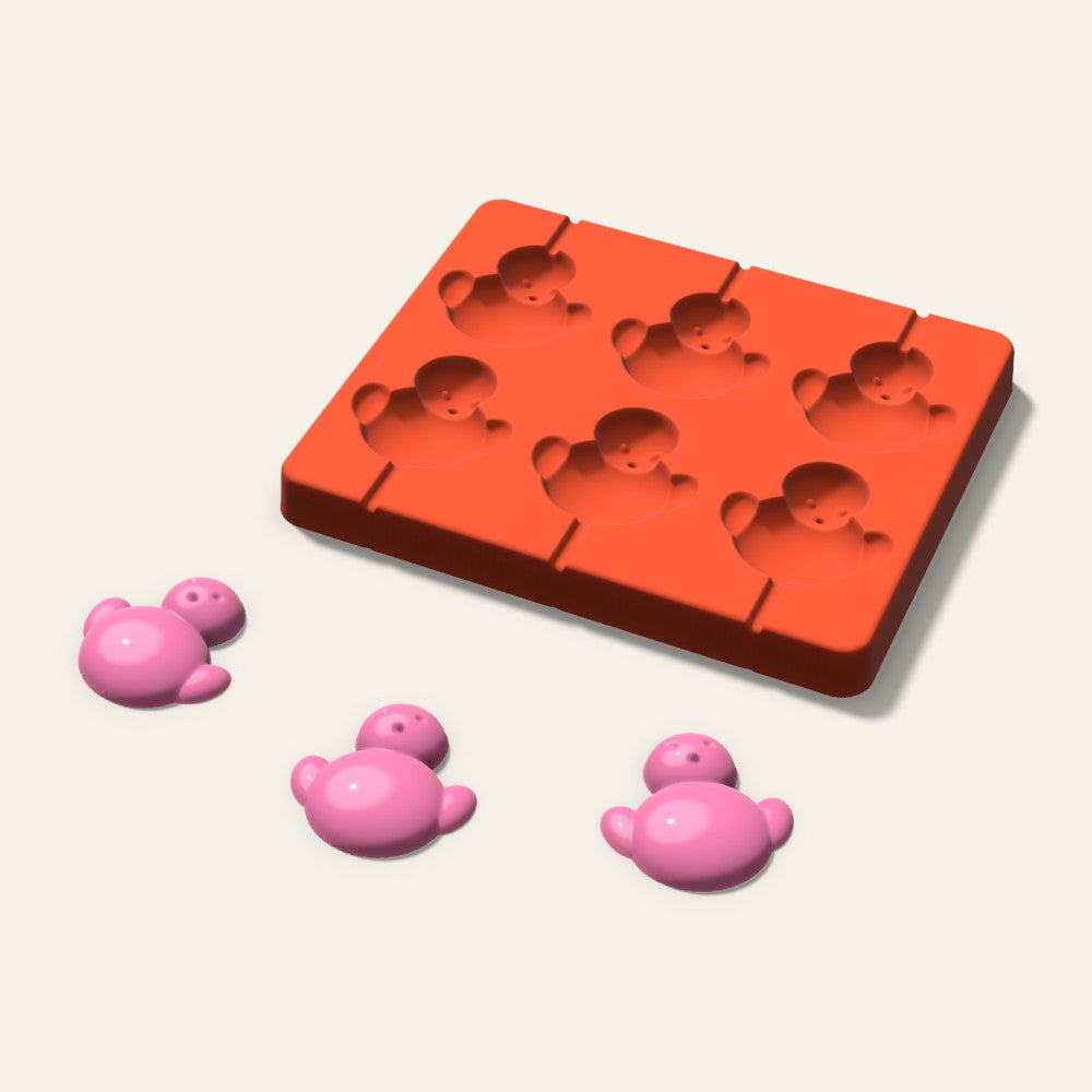 Chick Lollipop Mold, 2 Inch, 6 Cavity, 3D render