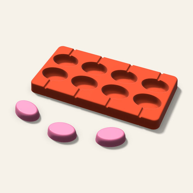 Oval Lollipop Mold, 1.5 Inch, 8 Cavity, 3D render