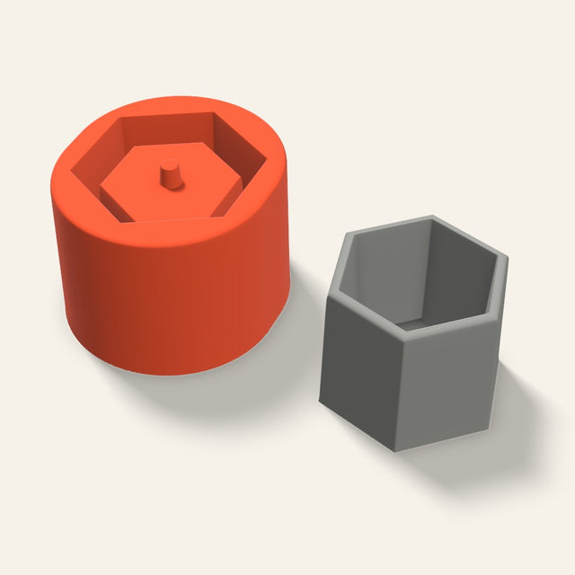 Low Hexagon Concrete Planter Mold, 2.5 Inch, 3D render
