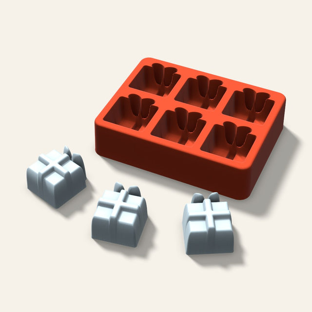 Gift Box Ice Mold, 1.5 Inch, 6 Cavity, 3D render