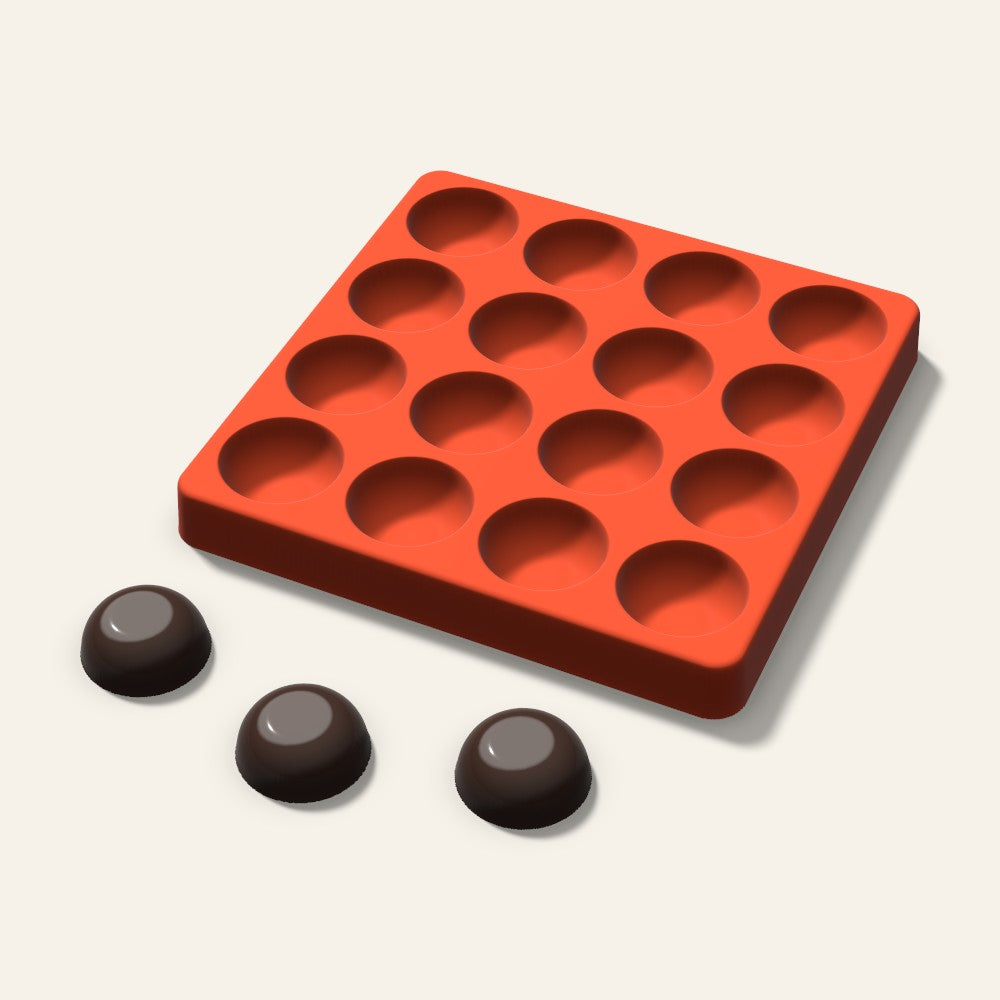 Macaron Chocolate Mold, 1.25 Inch, 16 Cavity, 3D render