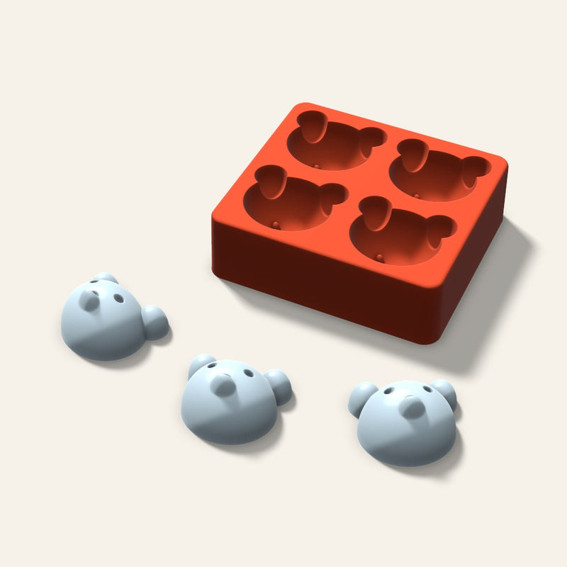 Bear Ice Mold, 2 Inch, 4 Cavity