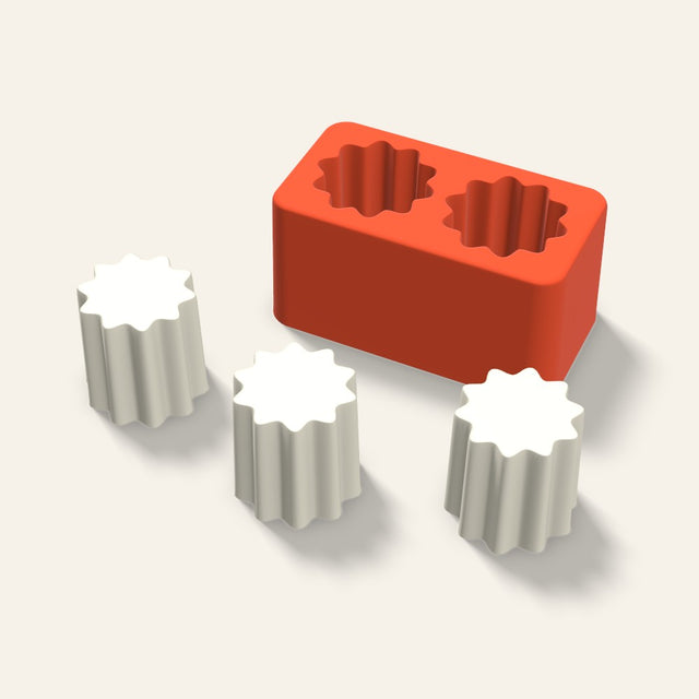 Fluted Pillar Votive Candle Mold, 1.5 x 1.5 Inch, 2 Cavity, 3D render