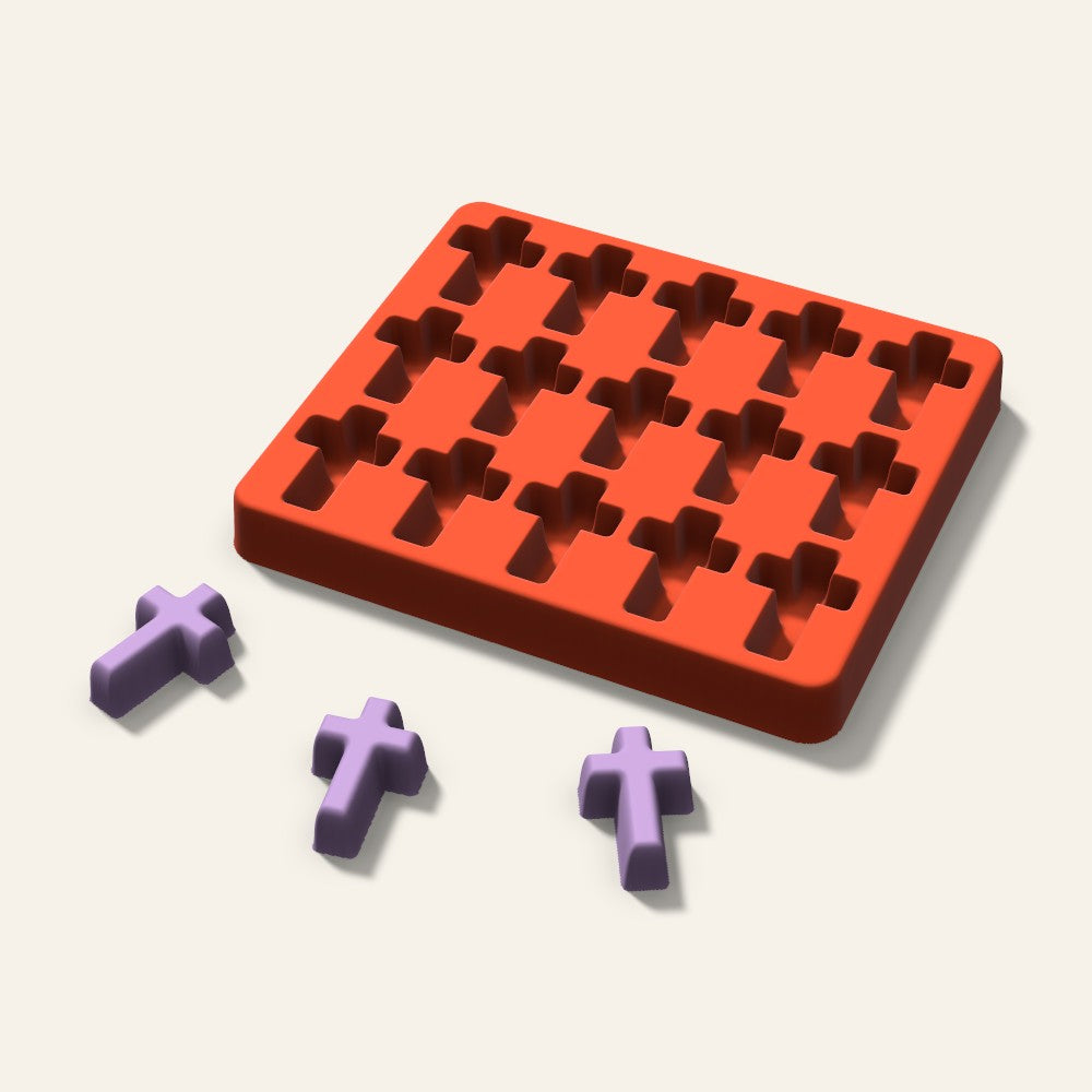 Cross Wax Melt Mold, 1.5 Inch, 15 Cavity, 3D render