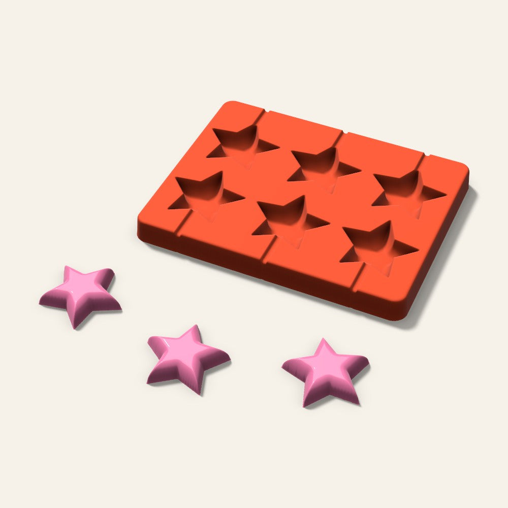 Star Lollipop Mold, 2 Inch, 6 Cavity, 3D render