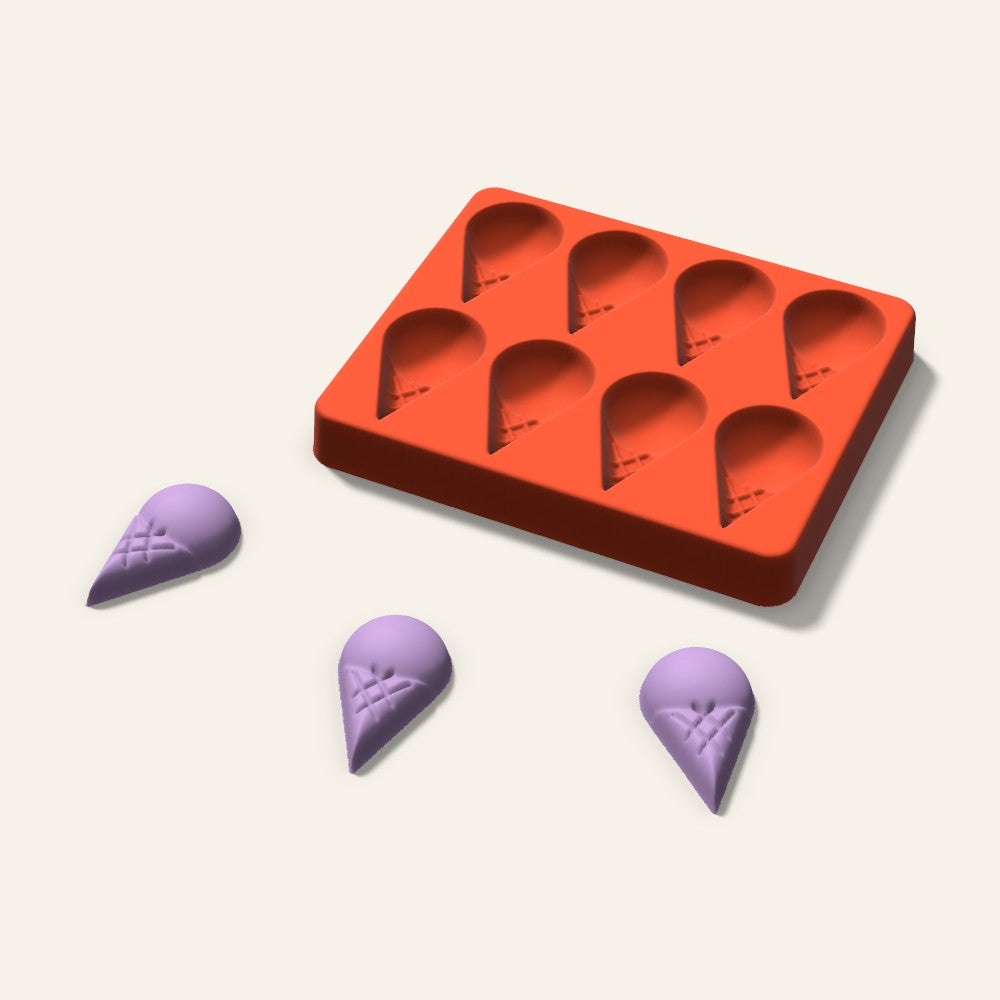 Ice Cream Cone Wax Melt Mold, 2 Inch, 8 Cavity, 3D render