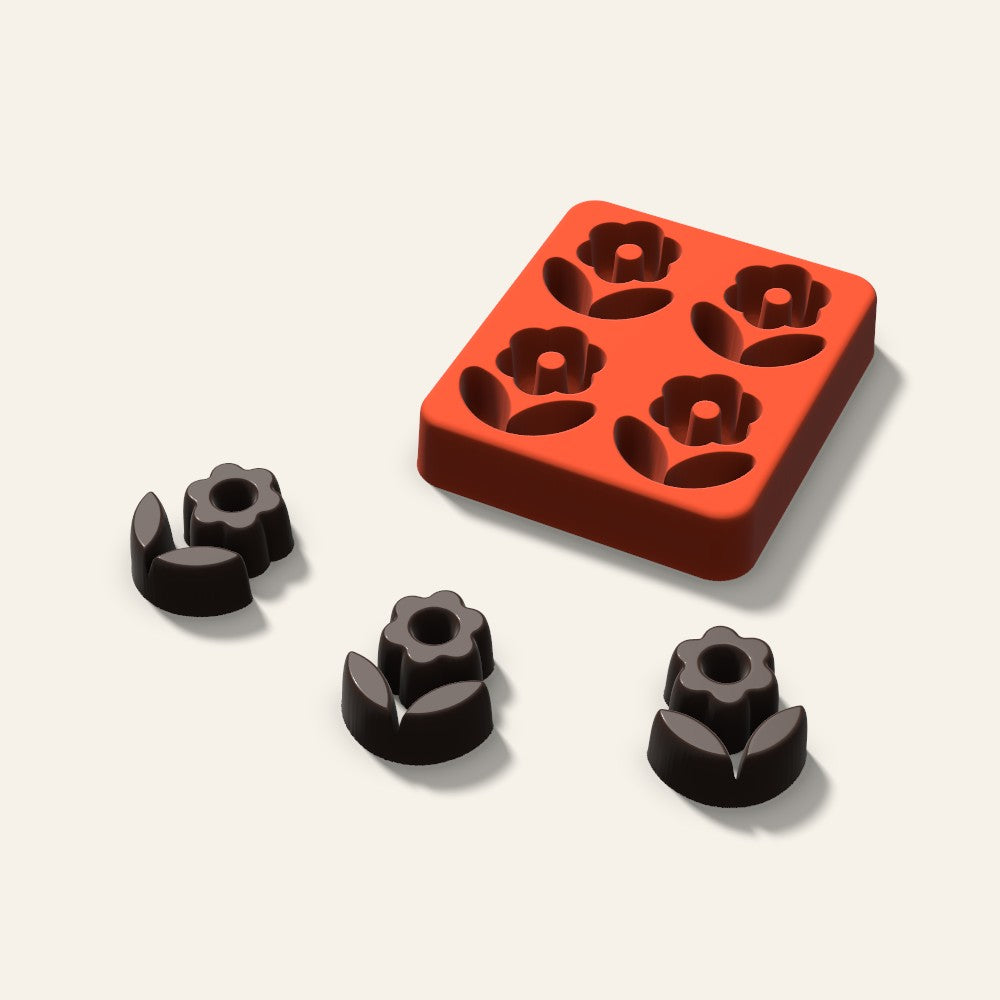 Tulip Chocolate Mold, 1.5 Inch, 4 Cavity, 3D render