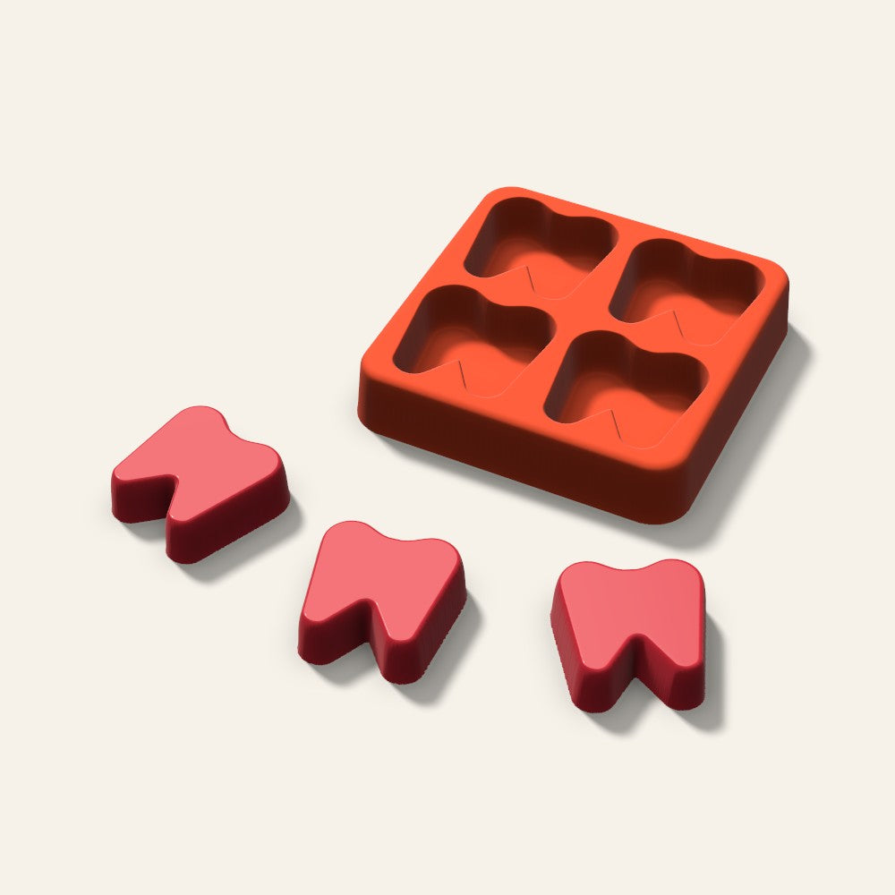 Tooth Candy Mold, 1.25 Inch, 4 Cavity, 3D render