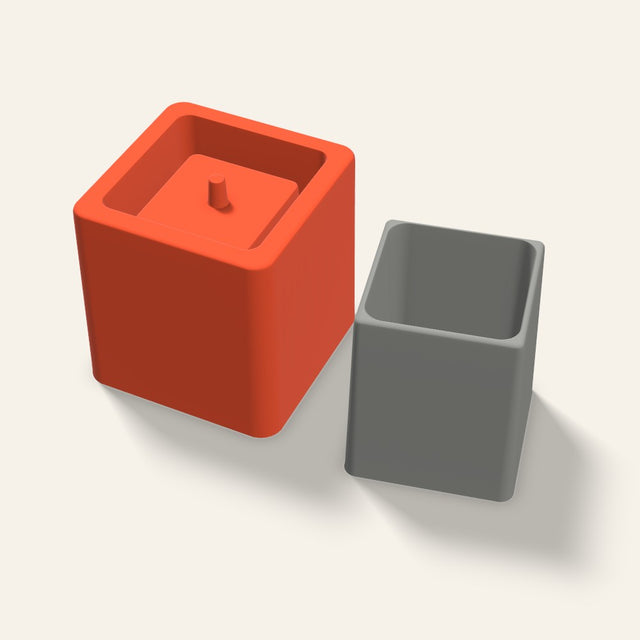 Tall Square Concrete Planter Mold, 2.5 Inch, 3D render