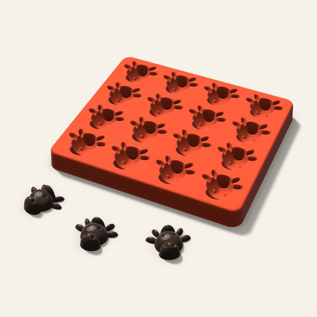 Cow Candy Mold, 1.25 Inch, 16 Cavity, 3D render