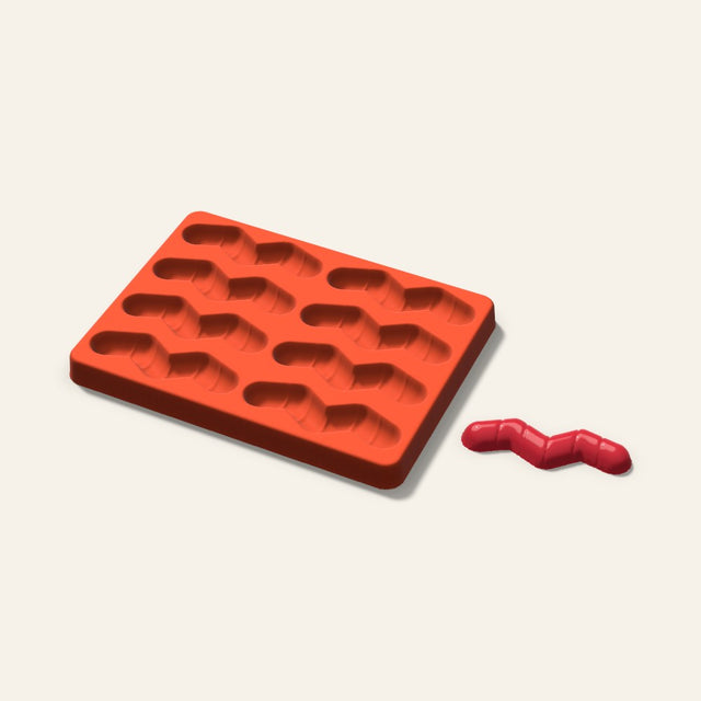 Gummy Worm Mold, 3 Inch, 8 Cavity, 3D render