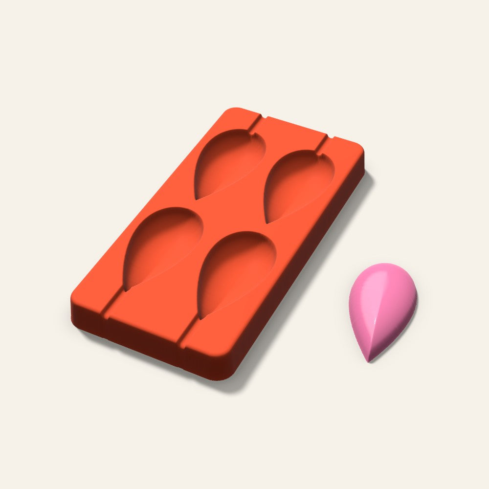Teardrop Lollipop Mold, 2.5 Inch, 4 Cavity, 3D render