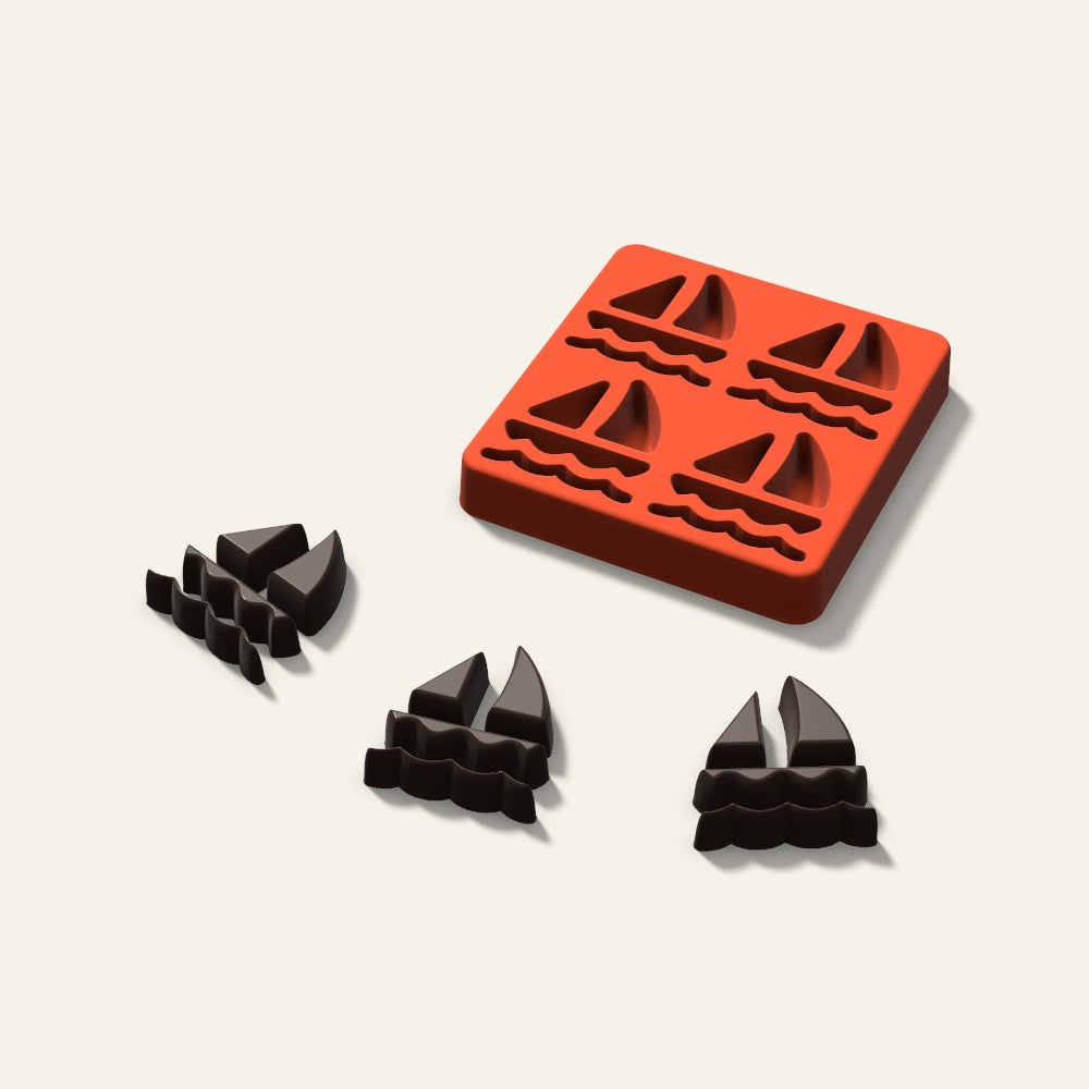 Sailboat Chocolate Mold, 2 Inch, 4 Cavity, 3D render