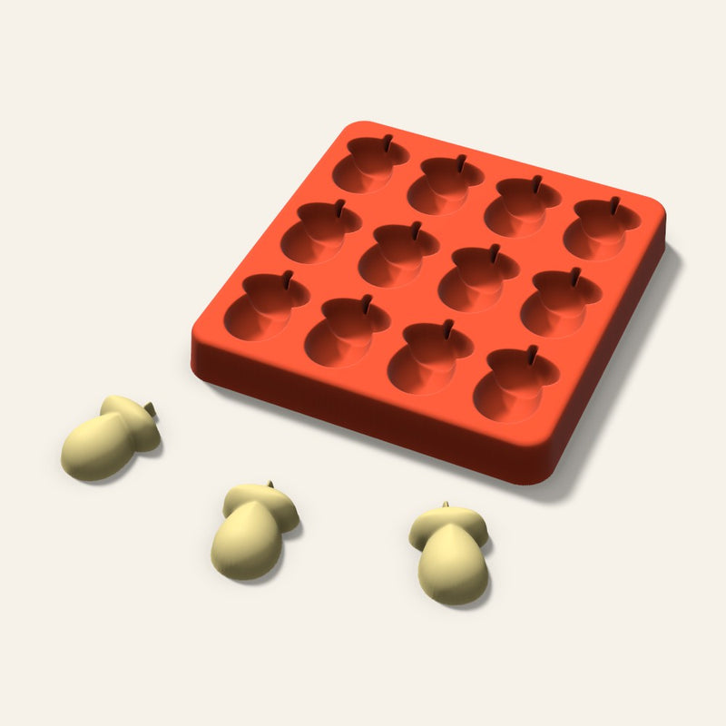 Acorn Butter Pat Mold, 1.25 Inch, 12 Cavity