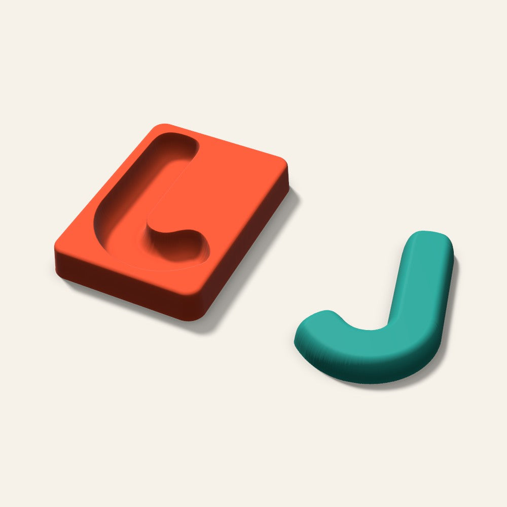 Letter J Freshie Mold, 4 Inch, 3D render