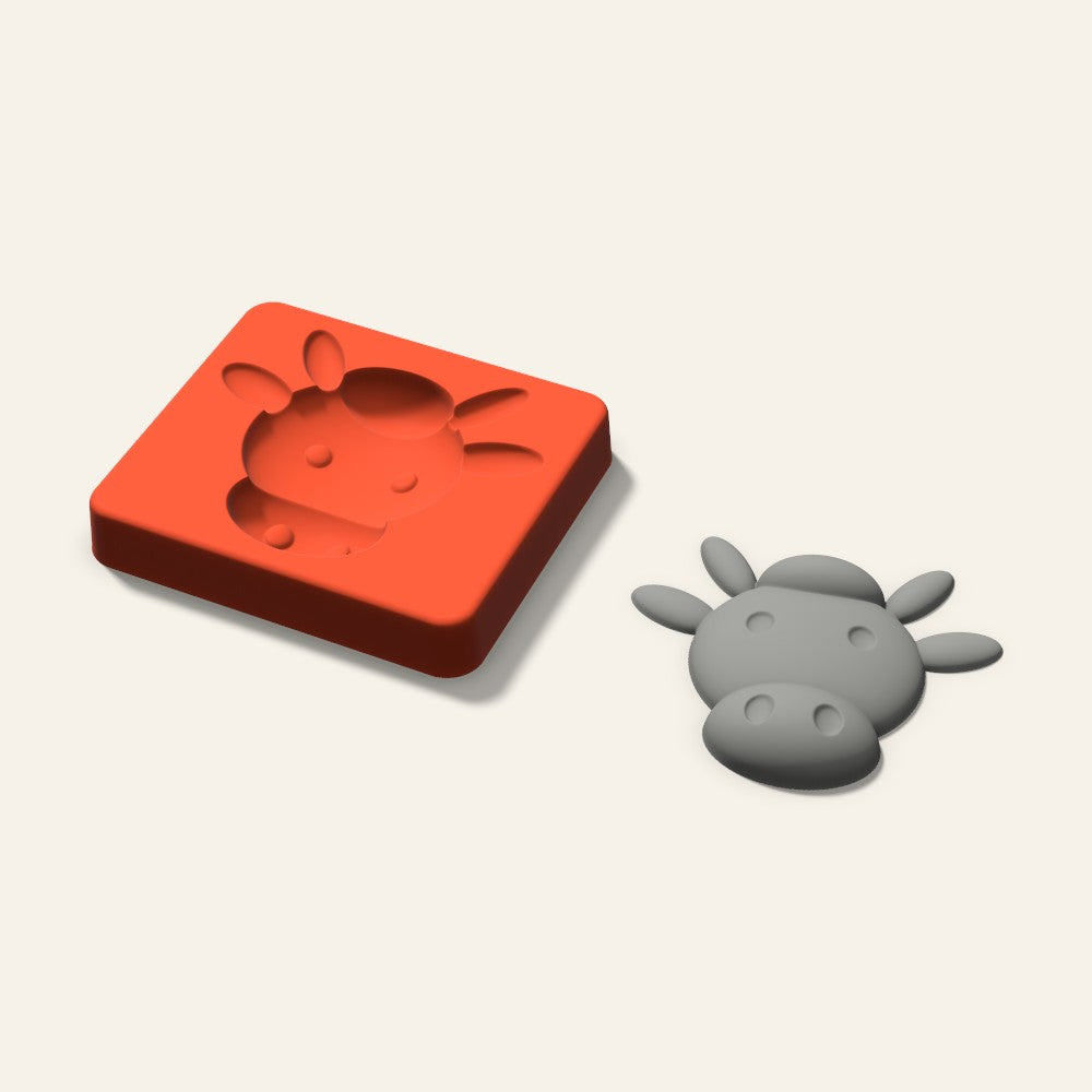 Cow Plaster Ornament Mold, 3.5 Inch, 3D render