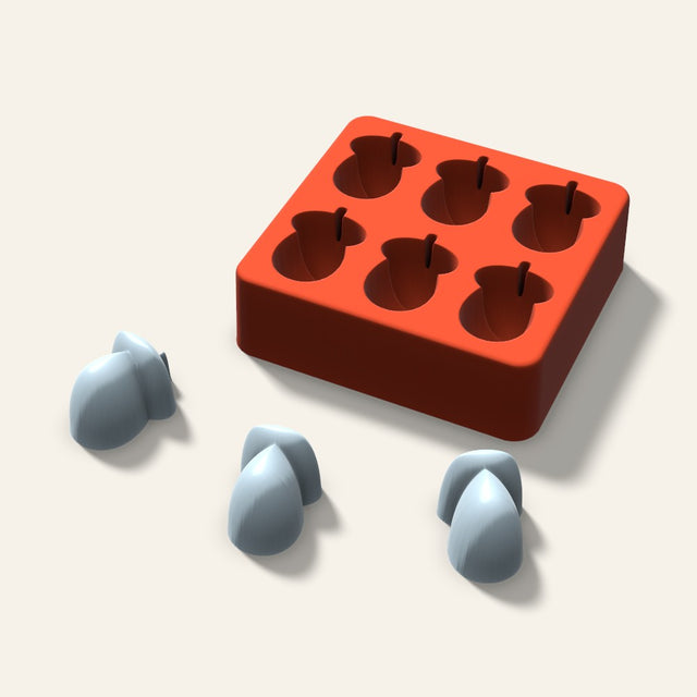 Acorn Ice Mold, 1.5 Inch, 6 Cavity, 3D render