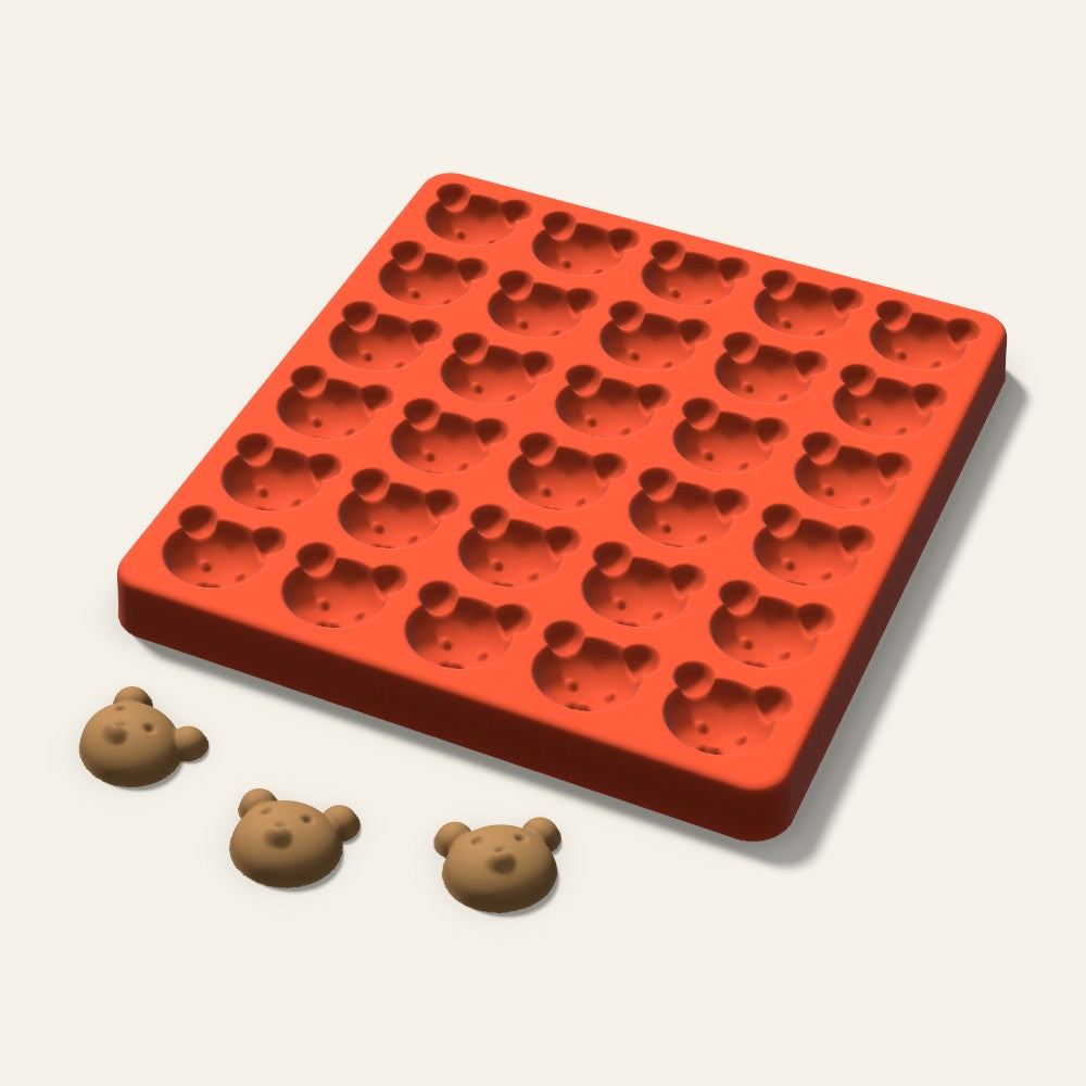 Bear Pet Treat Mold, 1 Inch, 30 Cavity, 3D render