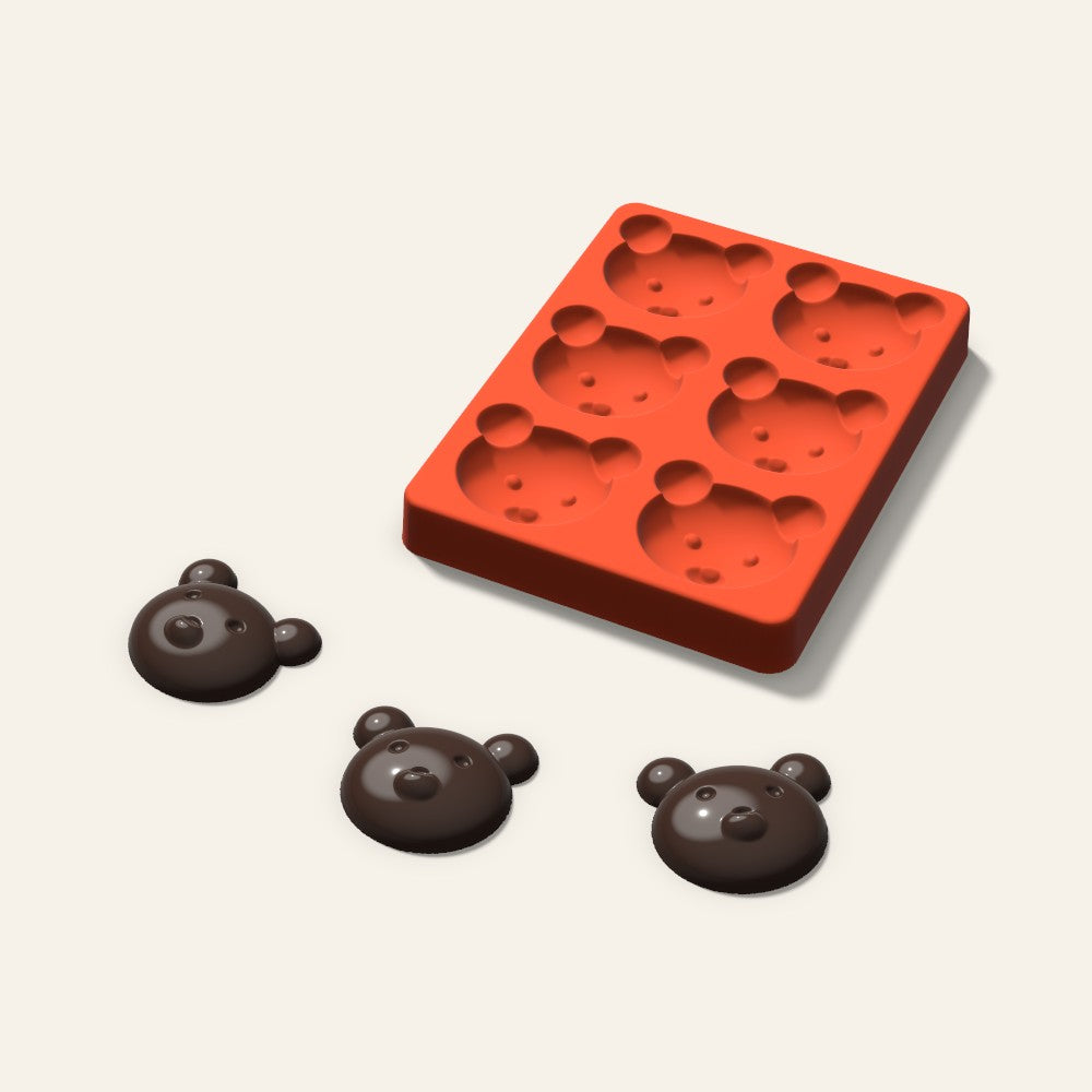Bear Chocolate Mold, 2 Inch, 6 Cavity, 3D render