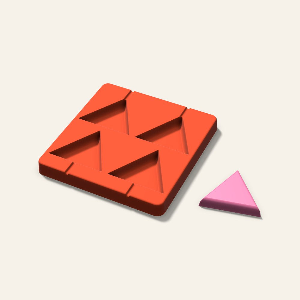 Triangle Lollipop Mold, 2.5 Inch, 4 Cavity, 3D render
