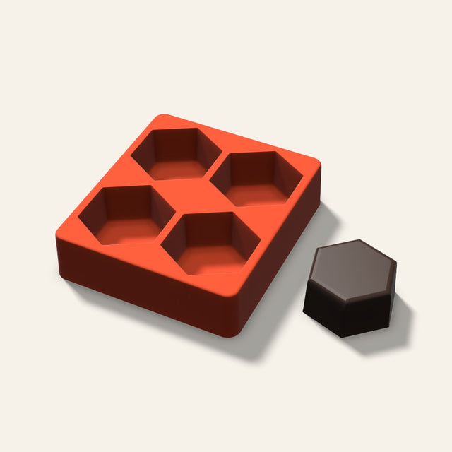 Hexagon Mini Cake Mold, 2.5 Inch, 4 Cavity, 3D render
