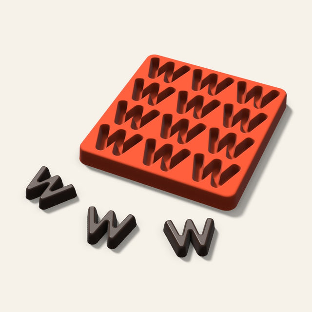 Letter W Candy Mold, 1.5 Inch, 12 Cavity, 3D render