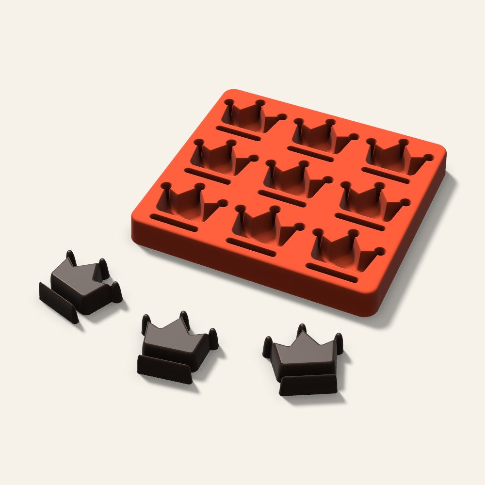 Crown Chocolate Mold, 1.75 Inch, 9 Cavity, 3D render