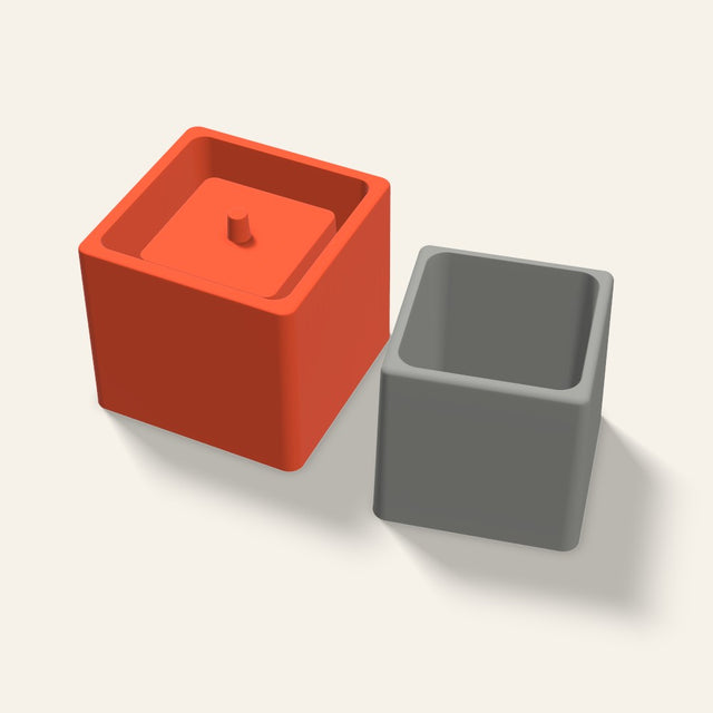 Square Concrete Planter Mold, 4.5 Inch, 3D render