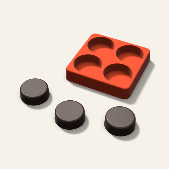 Round Chocolate Mold, 1.5 Inch, 4 Cavity, 3D render