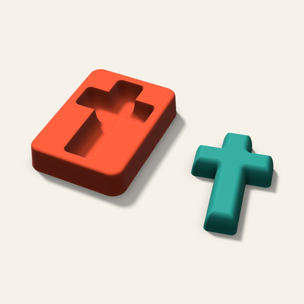 Cross Freshie Mold, 3 Inch, 3D render