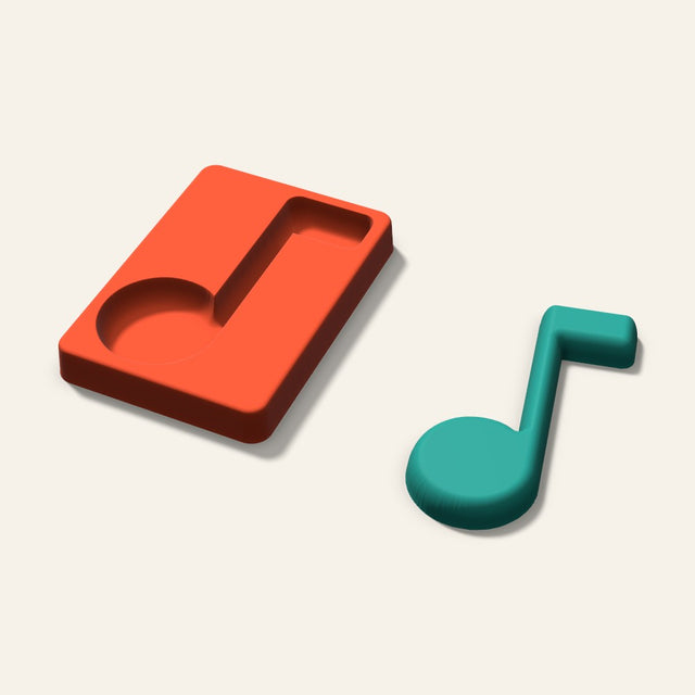 Music Note Freshie Mold, 5 Inch, 3D render