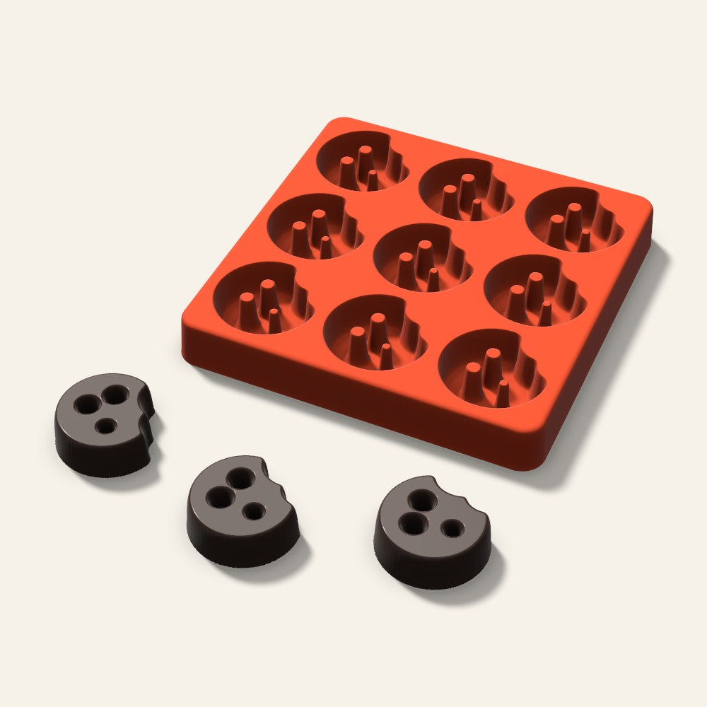 Cookie Bite Chocolate Mold, 1.5 Inch, 9 Cavity, 3D render