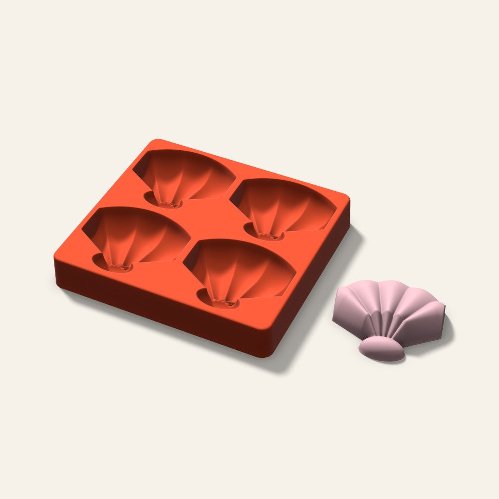 Shell Soap Mold, 3 Inch, 4 Cavity, 3D render