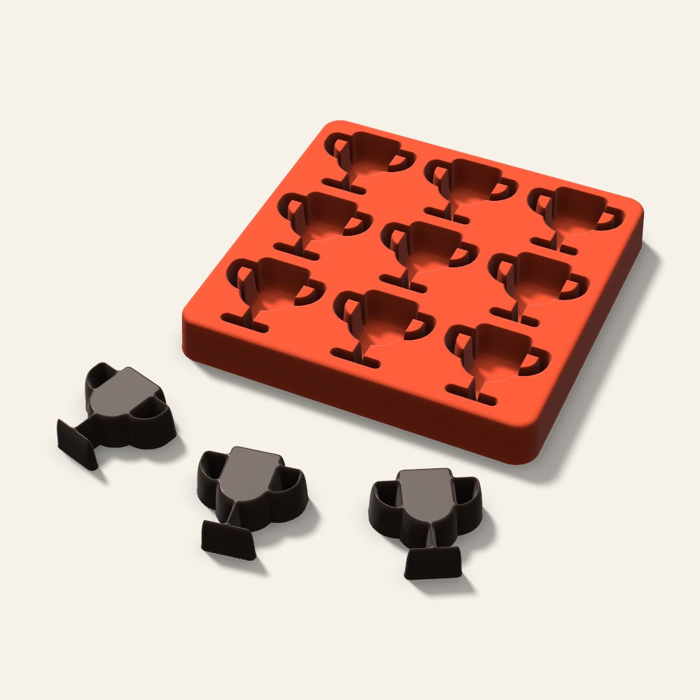Trophy Chocolate Mold, 1.5 Inch, 9 Cavity, 3D render