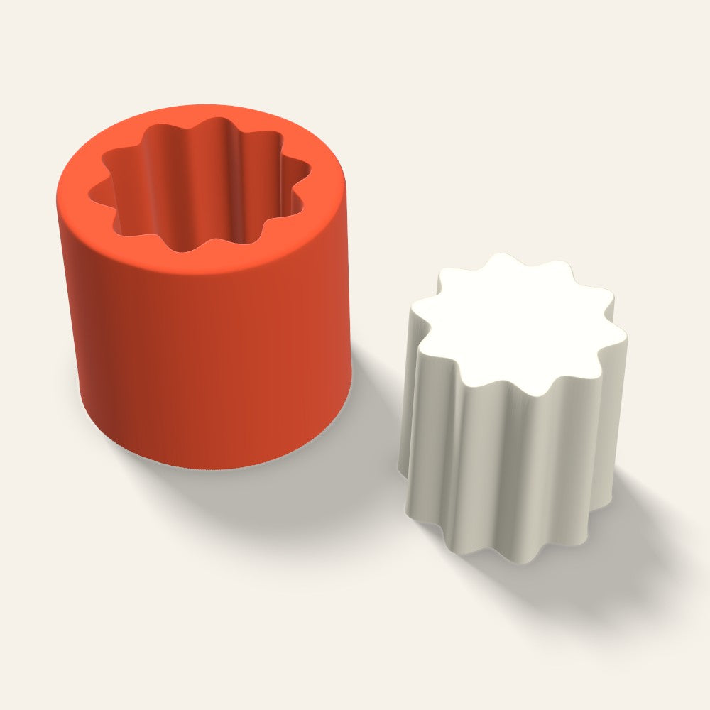Fluted Pillar Candle Mold, 2 x 2 Inch, 3D render