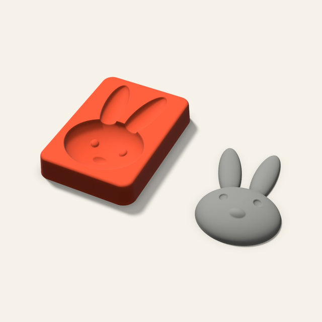 Bunny Plaster Ornament Mold, 3.5 Inch, 3D render