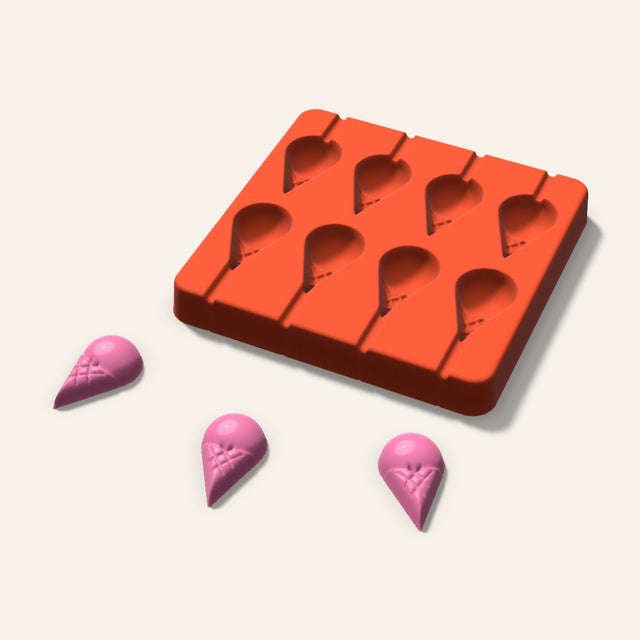 Ice Cream Cone Lollipop Mold, 1.5 Inch, 8 Cavity, 3D render