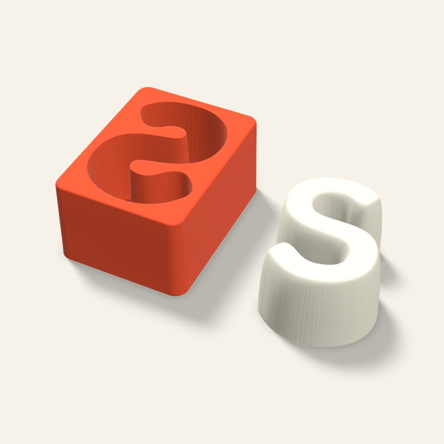 Letter S Candle Mold, 4 x 2 Inch, 3D render