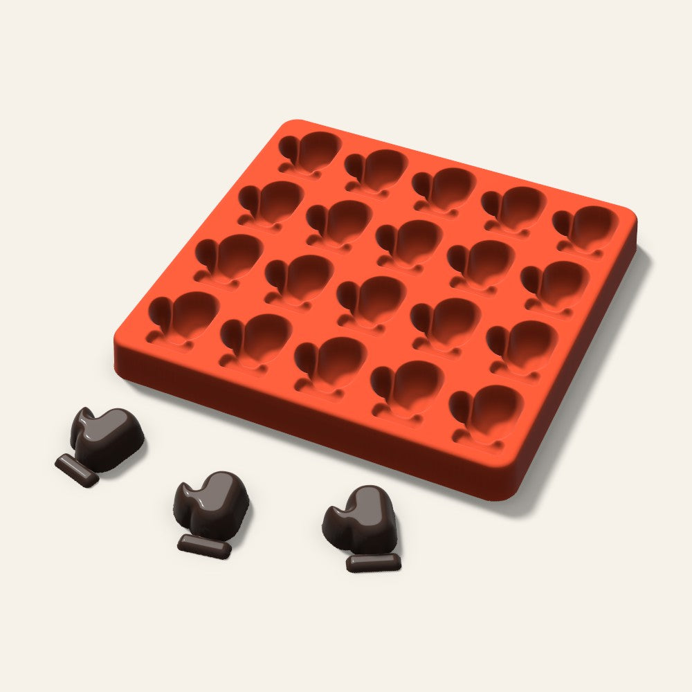 Mitten Candy Mold, 1.25 Inch, 20 Cavity, 3D render