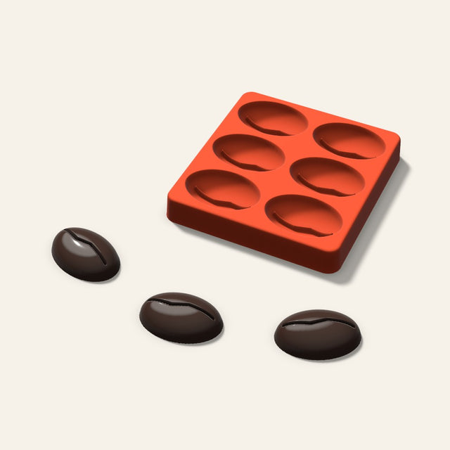Coffee Bean Chocolate Mold, 2 Inch, 6 Cavity, 3D render