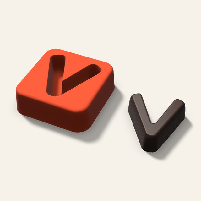 Letter V Mold, 1.5 Inch, 3D render