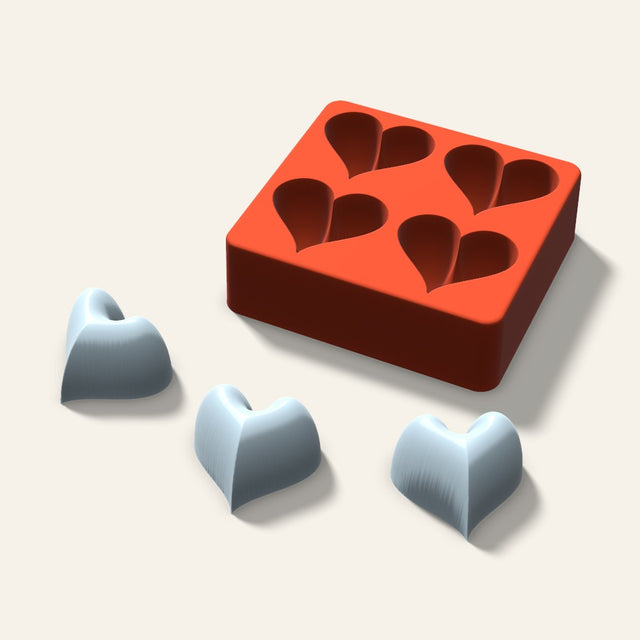 Puffy Heart Ice Mold, 2 Inch, 4 Cavity, 3D render