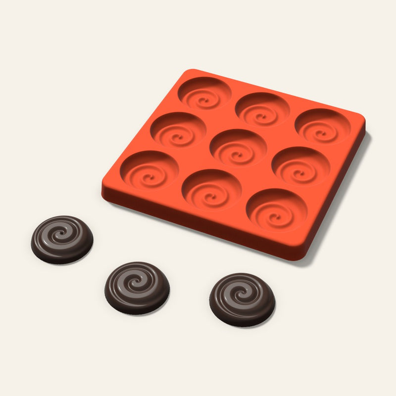 Swirl Chocolate Mold, 1.5 Inch, 9 Cavity