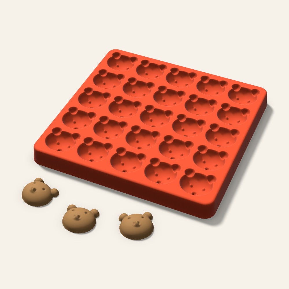 Pig Pet Treat Mold, 1 Inch, 25 Cavity, 3D render